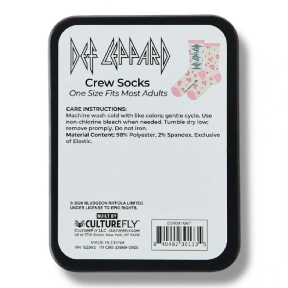 Def Leppard Collectible Box & Funny Novely Crew Socks Set - NWT - Picture 2 of 4